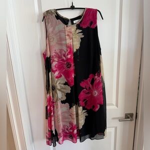 Calvin Klein Black and Pink Floral Mini Dress